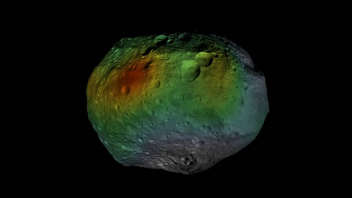 Распределение водорода на поверхности астероида Веста